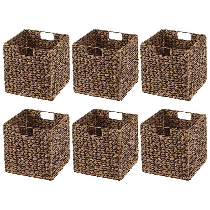 mDesign Natural Woven Hyacinth Storage Organizer Basket Bin， 6 Pack