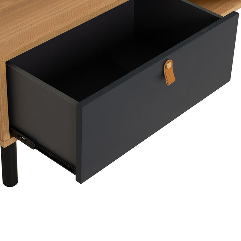 CASTOR Entertainment TV Unit 180cm - Natural, Navy Blue & Black