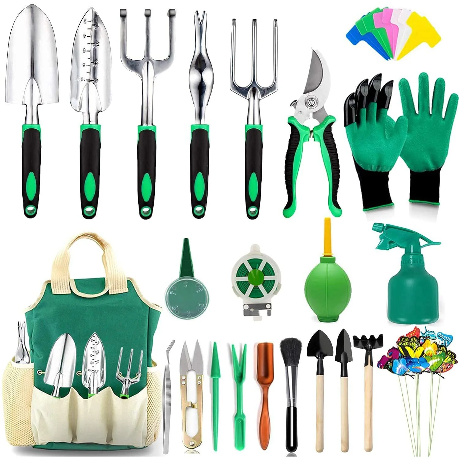 83 Pcs Garden Tools Set Succulent Tools Set  Heavy Duty Aluminum Manual Garden Kit Outdoor Gardening Gifts Tools for Men Wome