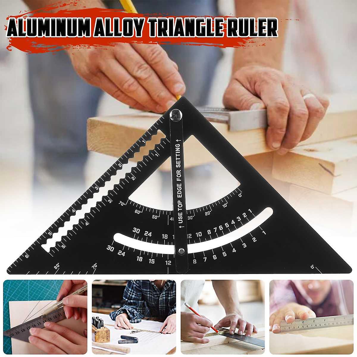 Woodworking Angle Ruler Aluminum Alloy Triangular Measuring Ruler Woodwork Square Triangle Angle Protractor Measuring