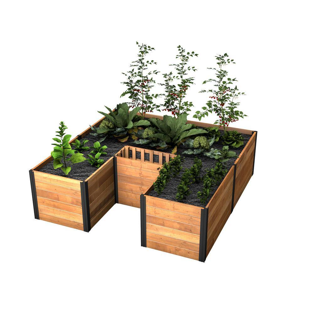 VITA Mezza 6'L x 6'W x 22H Cedar Keyhole Composting Garden Golden Brown VT17707 VT17707