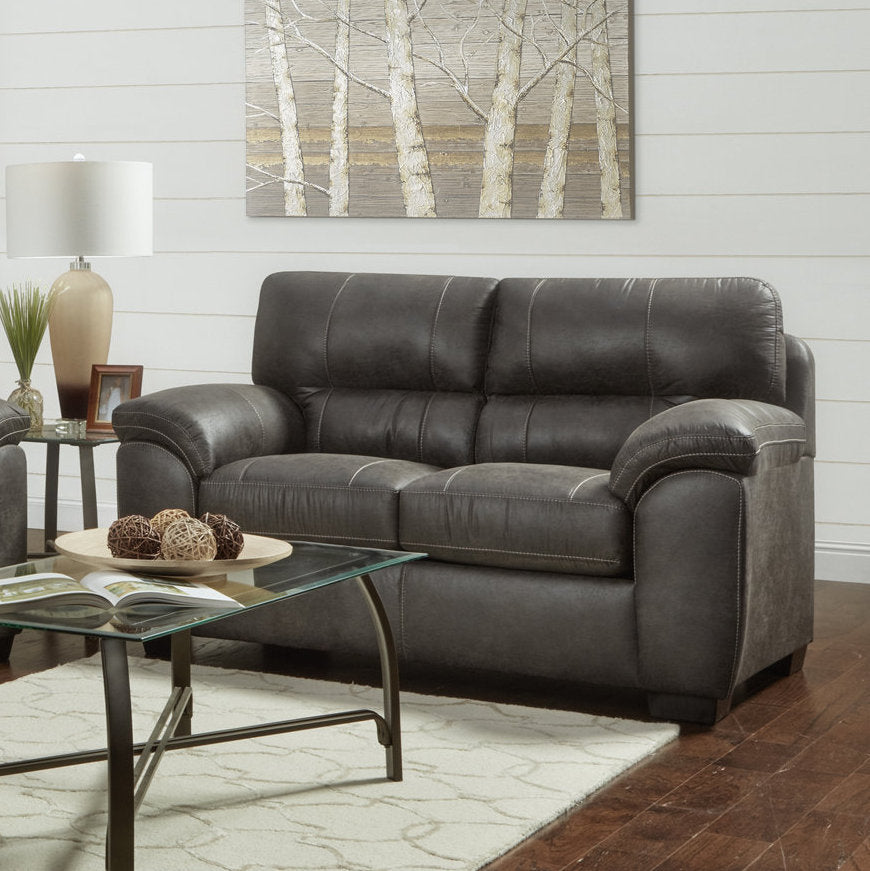 Tirana Fabric Sofa and Loveseat Set with Pillow-Top Arms by Roundhill Furniture, Sequoia Ash