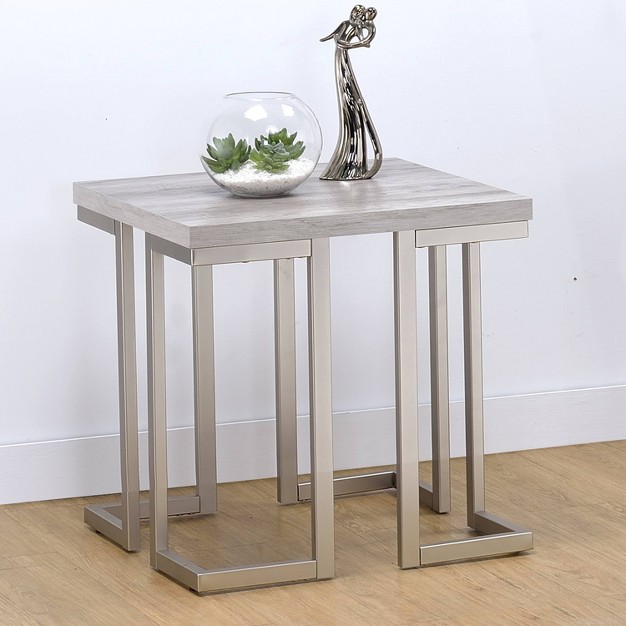 David End Table Gray Driftwood metal Steve Silver Co