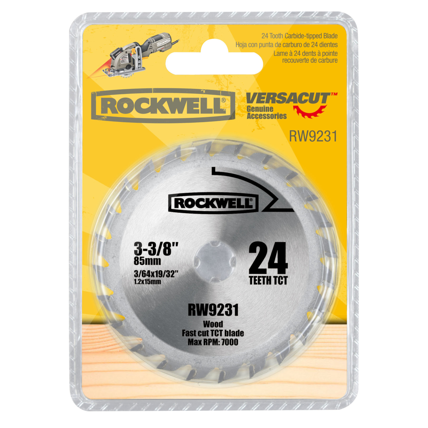 Rockwell 3-3/8 in. D X 19/32 in. Versacut Tungsten Carbide Tipped Saw Blade 24 teeth 1 pc