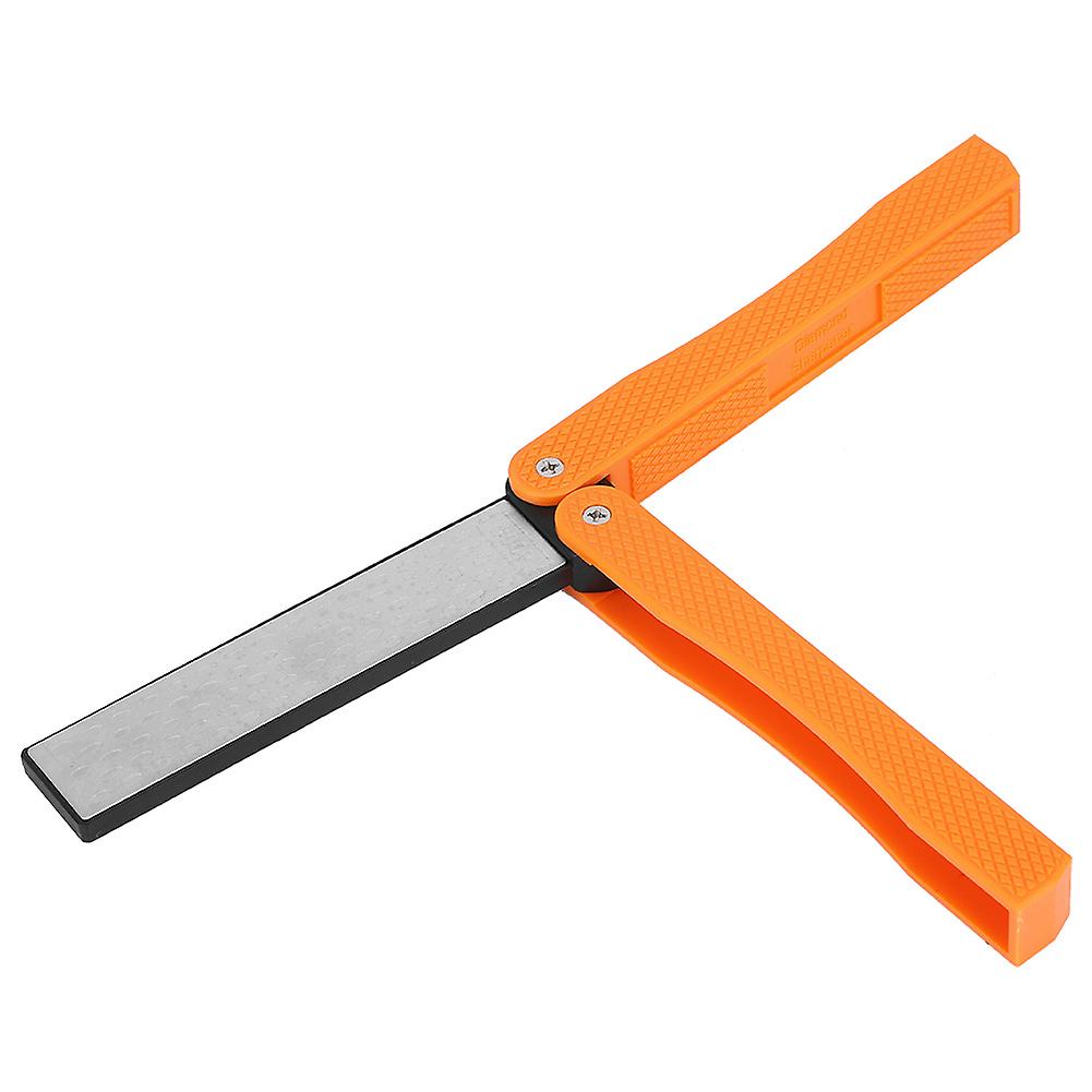 Double Sided Knife Sharpener Portable Folding Portable Antislip Diamond Sharpener(orange )