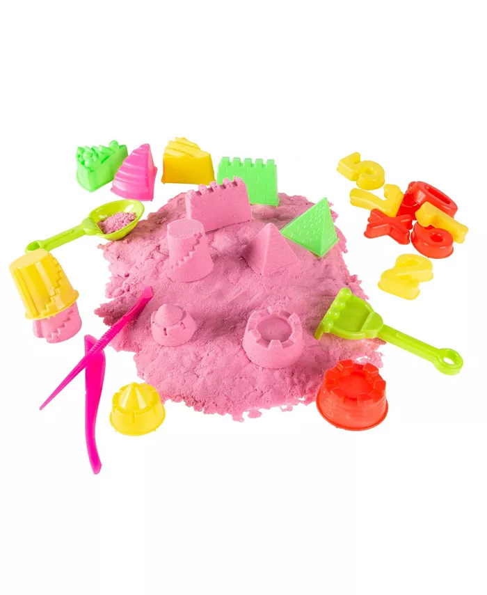 Trademark Global Hey Play Moldable Kinetic Play Activity Set- Sculpting Sand With 35 Toys And Tools-Fun Creative Sensory Play For Boys And Girls