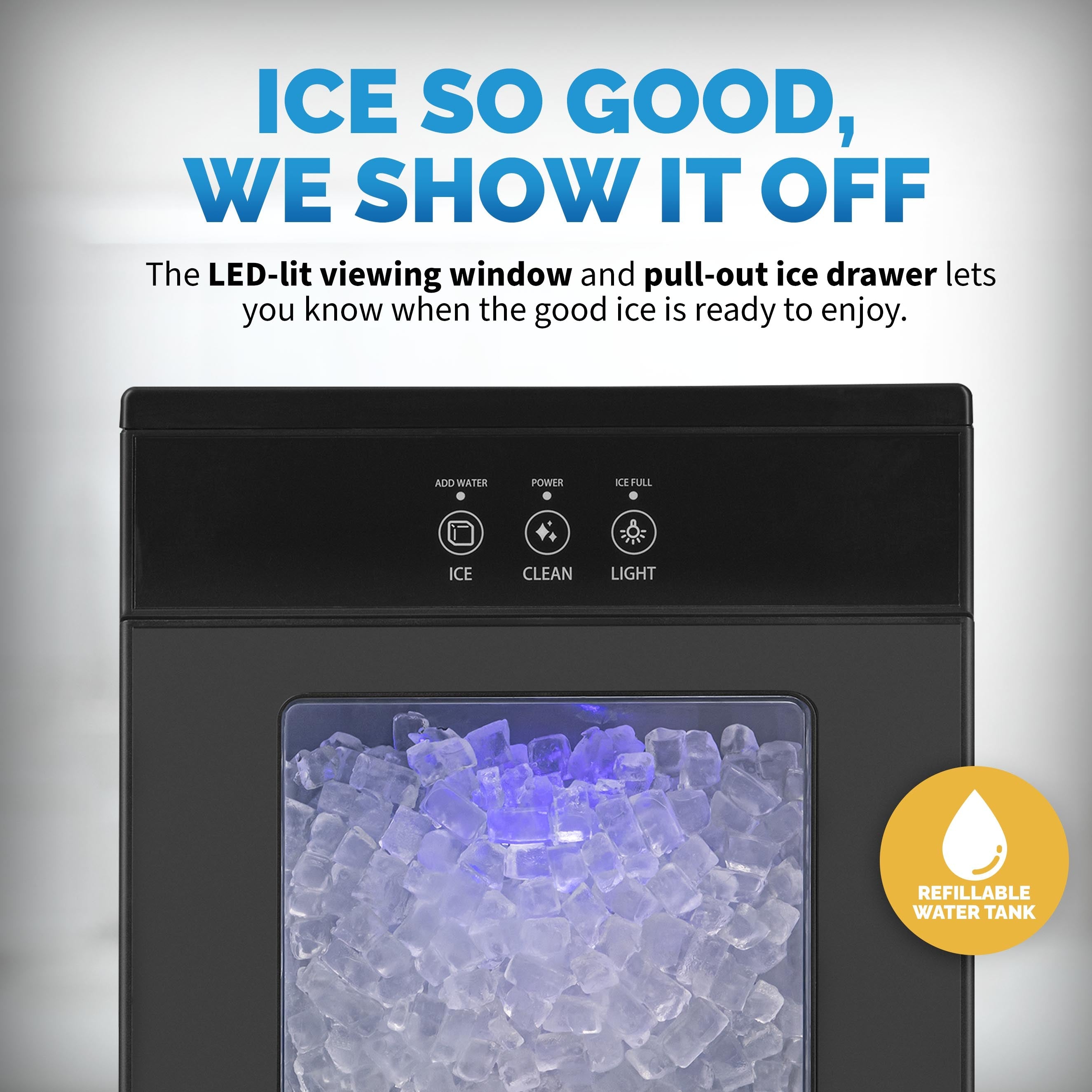 🔥LAST DAY 80% OFF🔥Newair 44lb. Nugget Countertop Ice Maker with Self-Cleaning Function, Refillable Water Tank, Perfect for Kitchens, Offices, Home Coffee Bars, and More