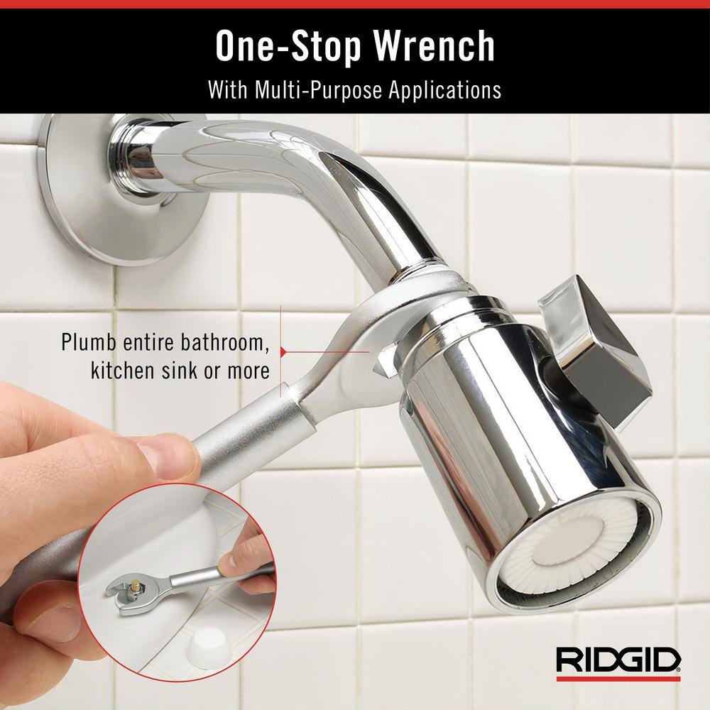 RIDGID One Stop Wrench for Angle Stops Straight Stops and Compression Couplings 2-in-1 Plumbing Wrench for Common Nut Sizes 27023