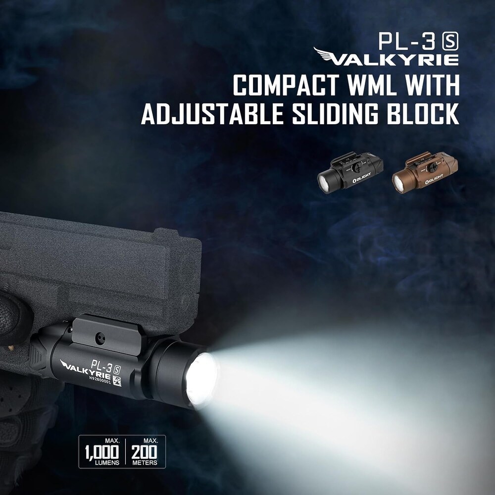 Olight PL 3S Valkyrie 1000 Lumen Mountable Tactical Flashlight (Black)