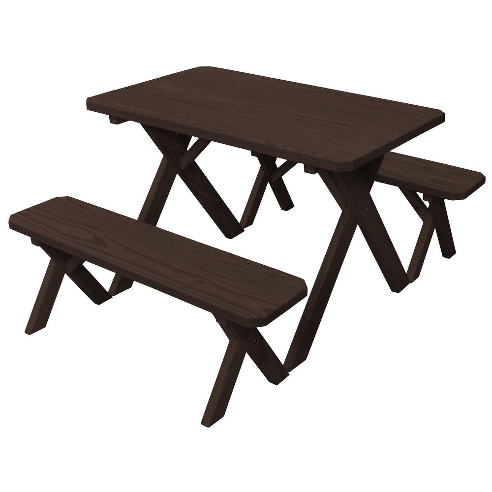 Pine 4' Cross Leg Picnic Table with 2 Benches