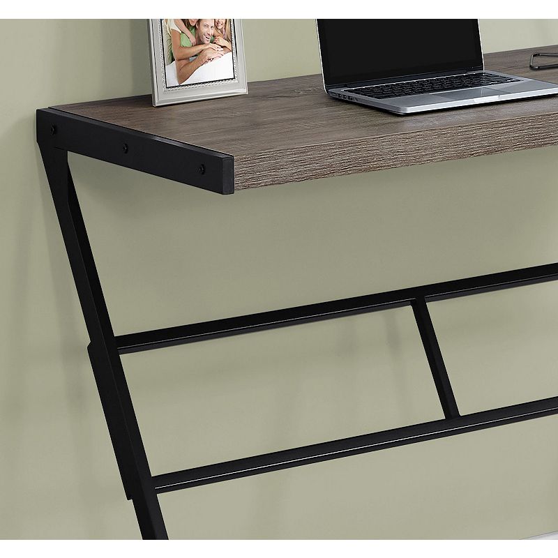 48 Taupe Brown and Black Contemporary Rectangular Computer Desk