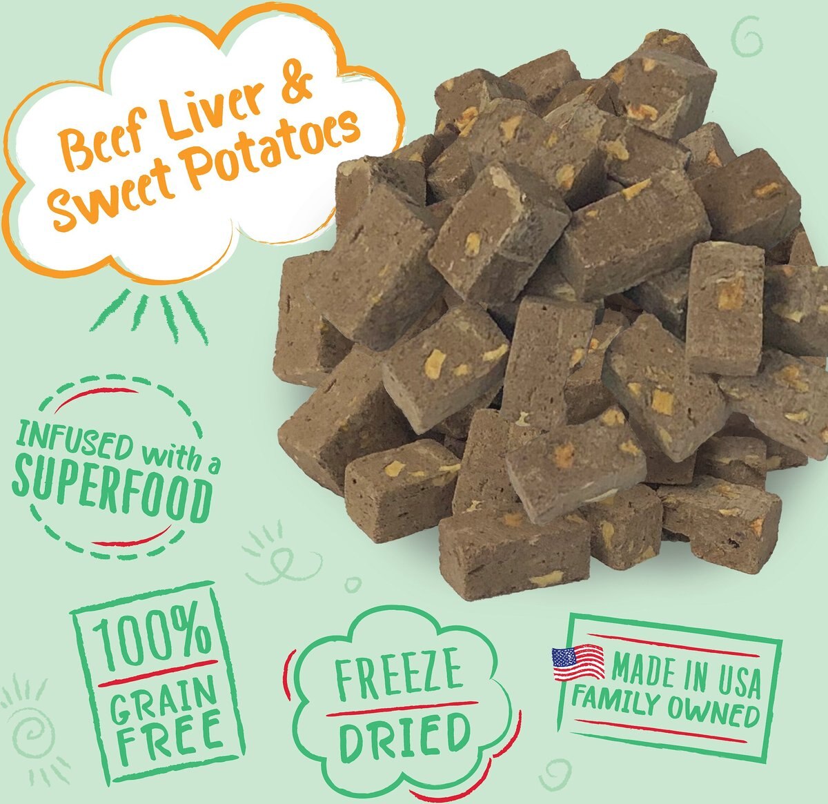 Charlee Bear Meaty Bites Beef Liver and Sweet Potatoes Grain-Free Freeze-Dried Dog Treats