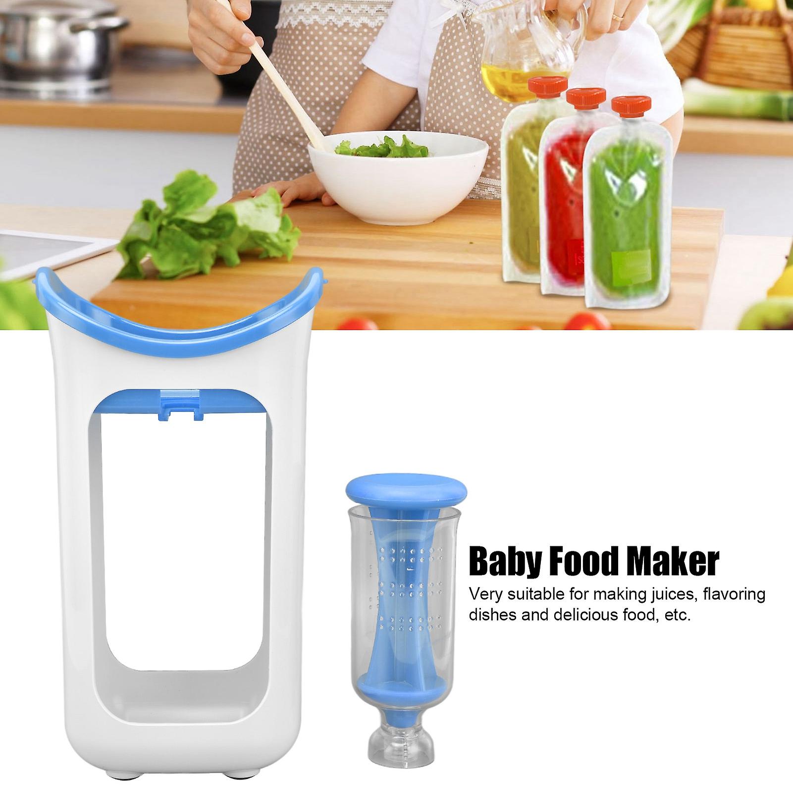 Baby Puree Maker， Durable Manual Pouch Filling Station Efficient Easy Operation Baby Food Blender With 10 Pcs Pouch For Homemade Fresh Fruit Juice[blu