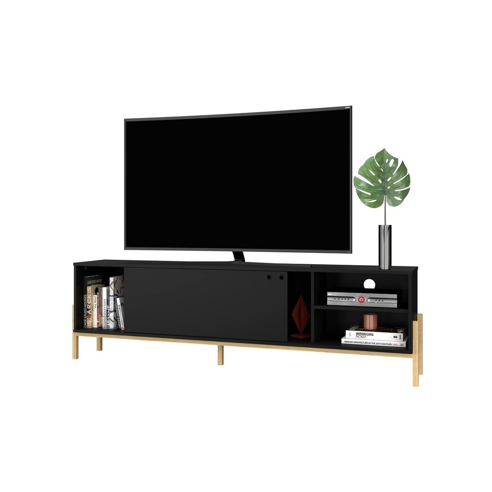 Bowery 72.83 TV Stand with 4 Shelves in Black and Oak