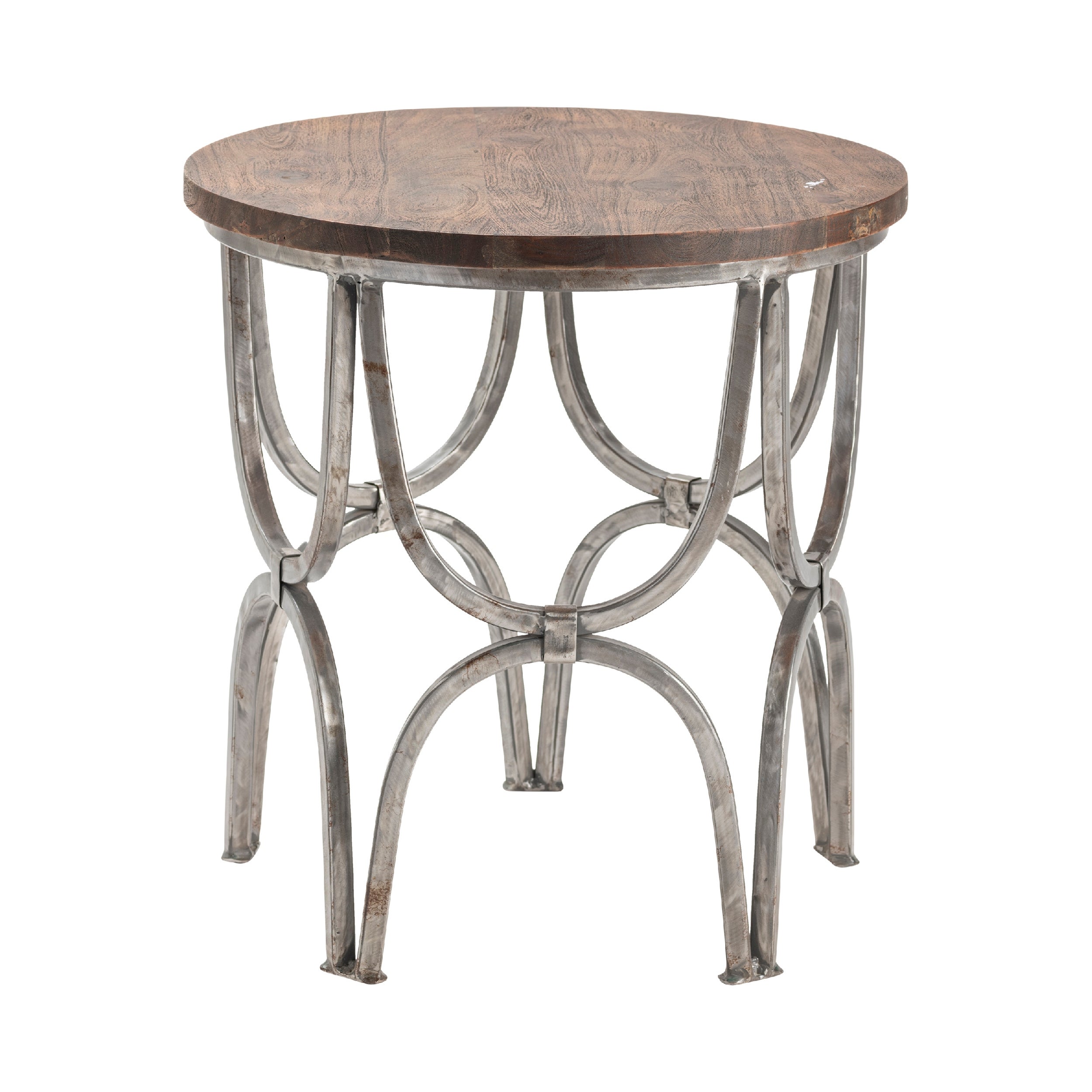 Bengal Manor Mango Wood and Steel Round End Table - 23*23*24