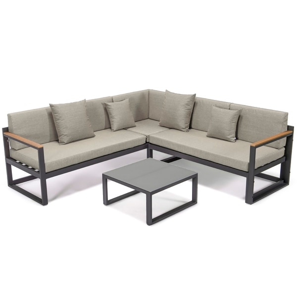 3Piece Outdoor Aluminum Sectional Set in Black Frame Chelsea Series