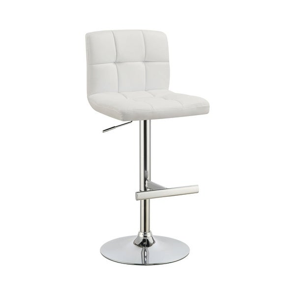 Square Pattern Adjustable Height Swivel Bar Stool， Set of 2 - Chrome - 42.5 H x 18.5 W x 19 L Inches