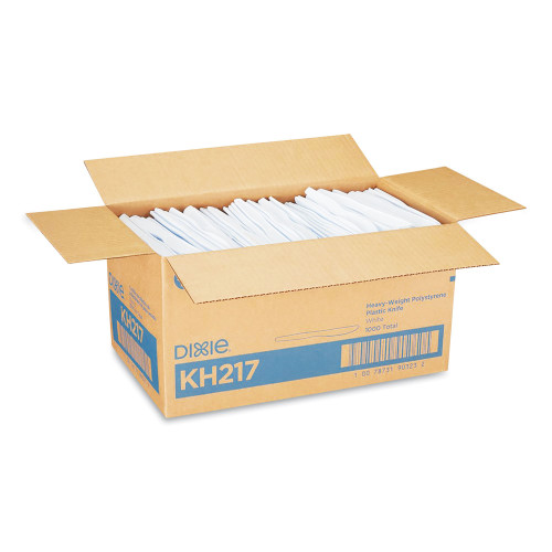 Dixie Plastic Cutlery， Heavyweight Knives， White， 1，000/Carton (KH217)