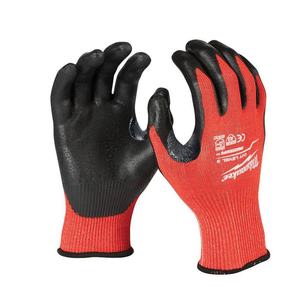 MW Large Red Nitrile Level 3 Cut Resistant Dipped Work Gloves 48-22-8932