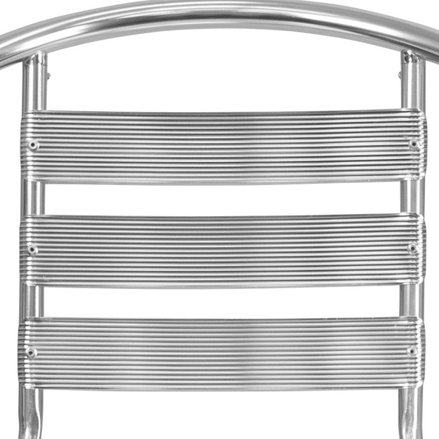 Emma And Oliver 4 Pack Commercial Aluminum Indoor outdoor Stack Chair Triple Slat Back And Arms