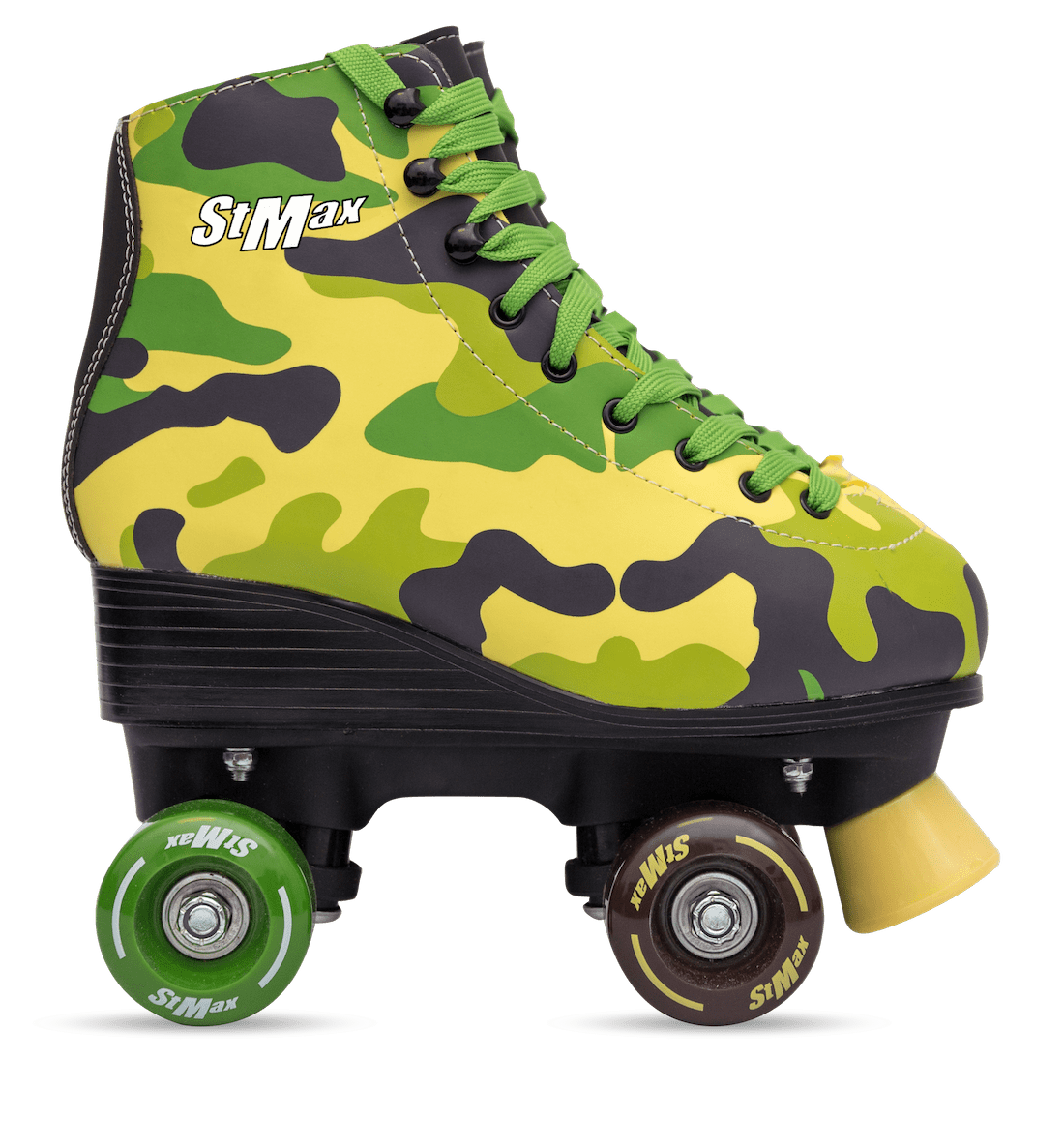 Roller Skates for Girls Boys Size 1 Green Camo for Kids Quad Derby Light with Adjustable Lace System Outdoor rollerskates Girl 4-Wheels Blades Indoor Classic Youth ABEC-7 Toddler 32