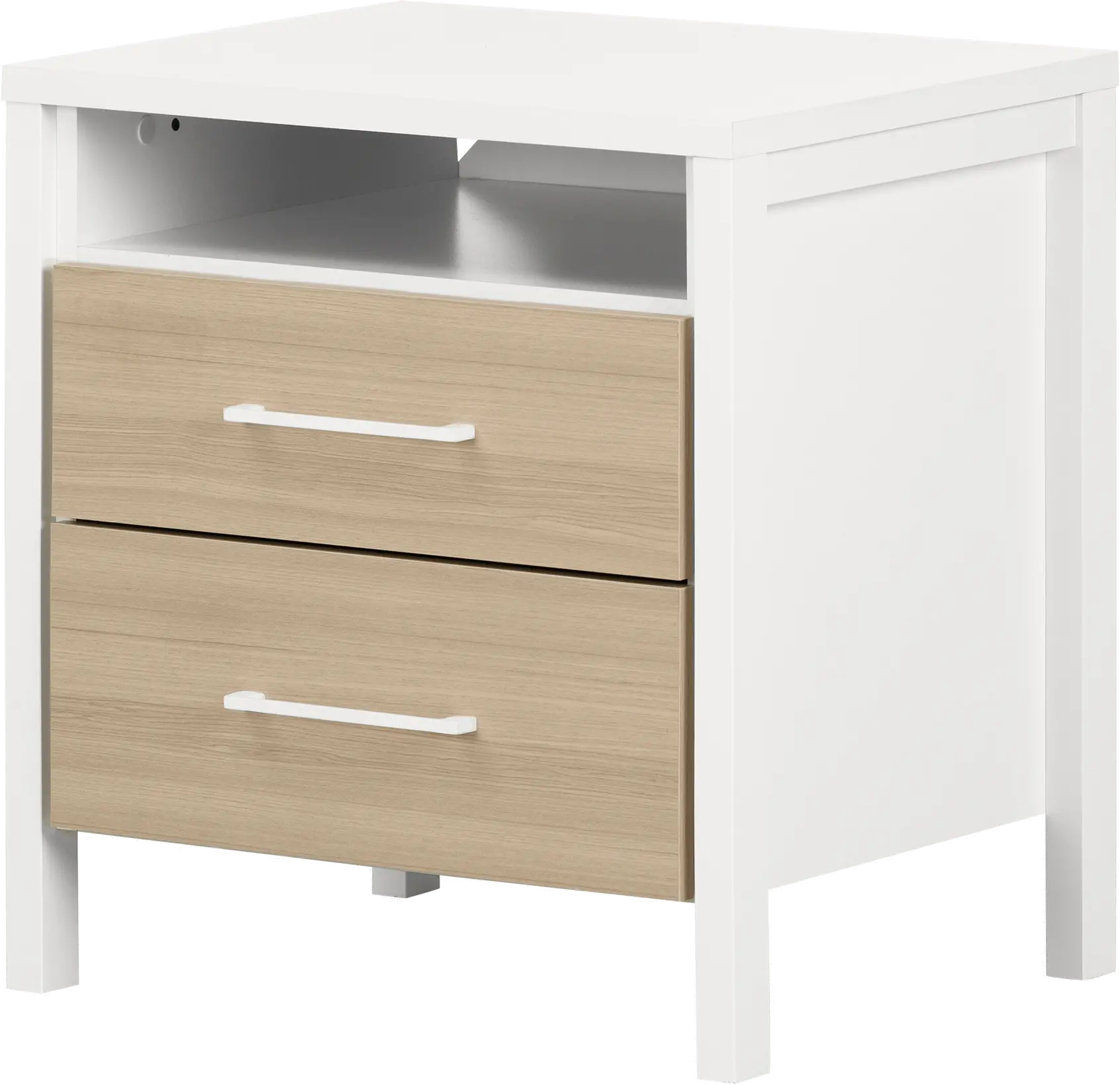 Contemporary Elm and White Nightstand - South Shore