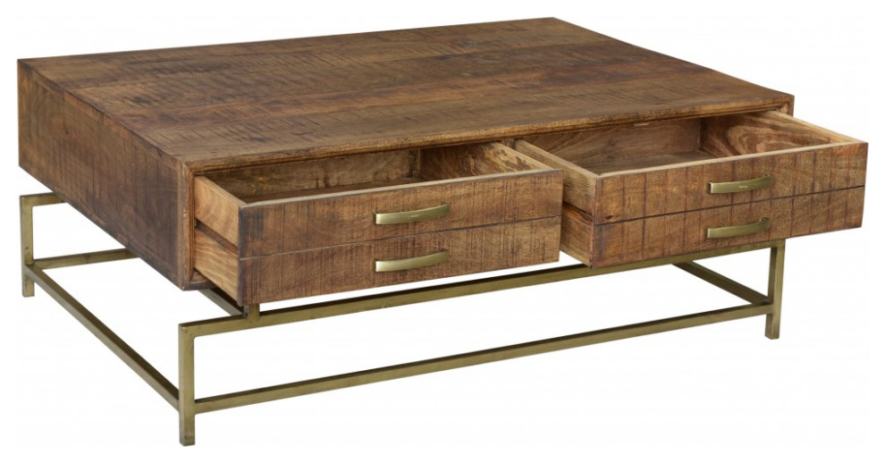 Brown and Gold Storage Coffee Table   Contemporary   Coffee Tables   by UStradeENT LLC  Houzz