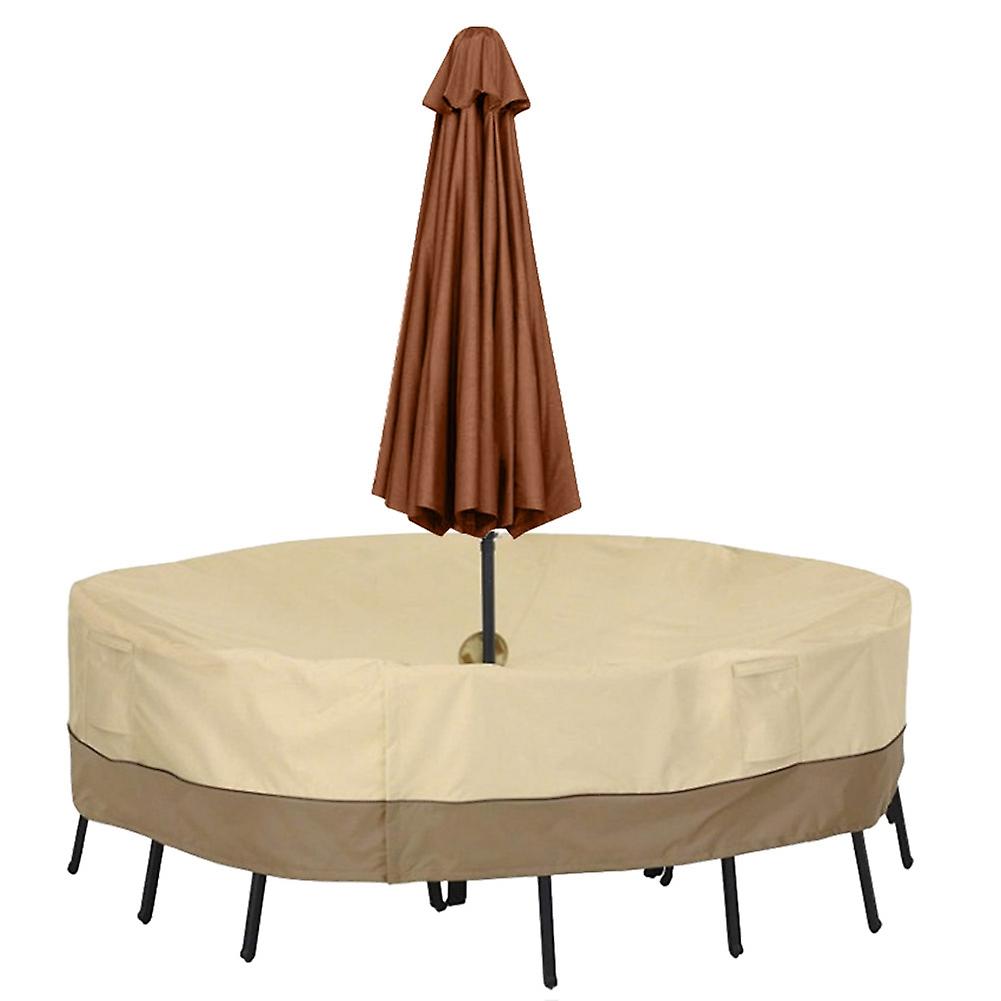 Outdoor Round Furniture Dustproof Cover Waterproof Protection with Umbrella Holes (180 x 60cm)