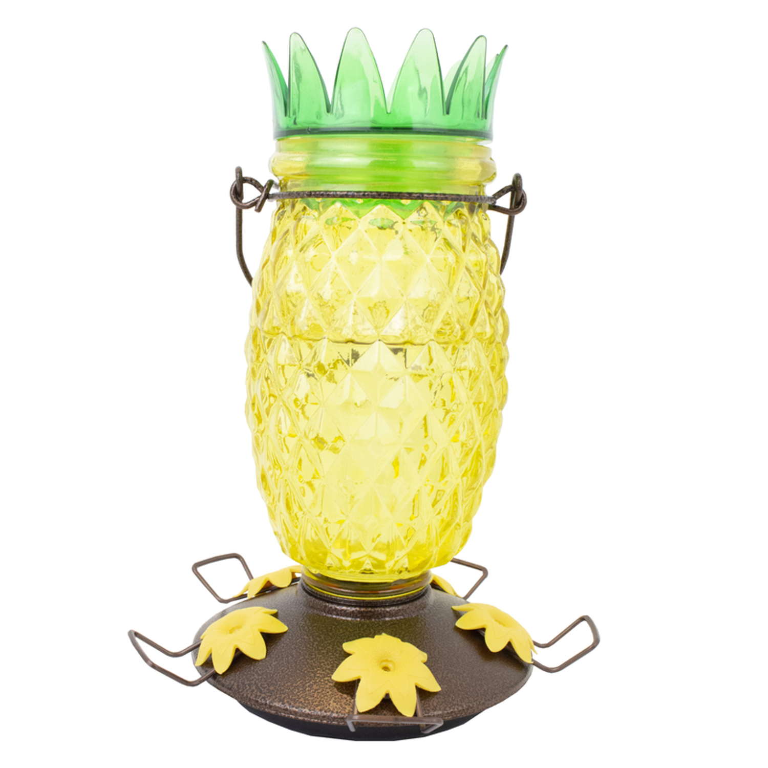 Perky-Pet Hummingbird 28 oz Glass/Plastic Pineapple Nectar Feeder 5 ports