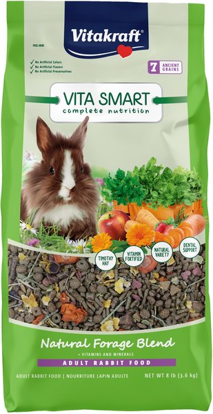 Vitakraft Vita Smart Complete Nutrition Premium Fortified Blend with Timothy Hay Rabbit Food， 8-lb bag