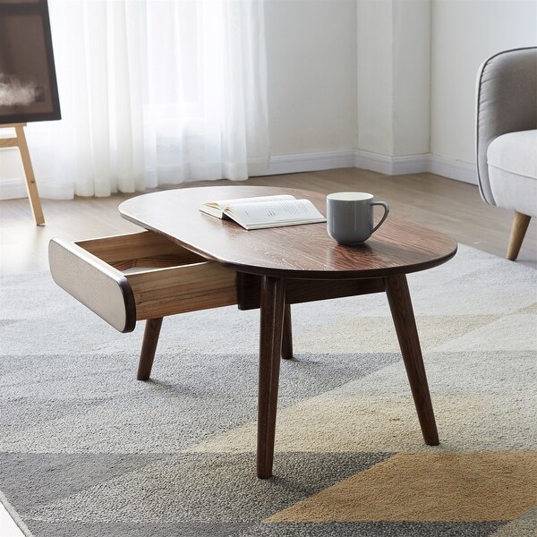 Table with Drawers Solid Wood Top Board Desk Coffee Table