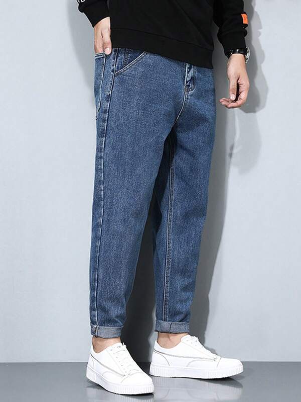 Men Slant Pocket Carrot Jeans