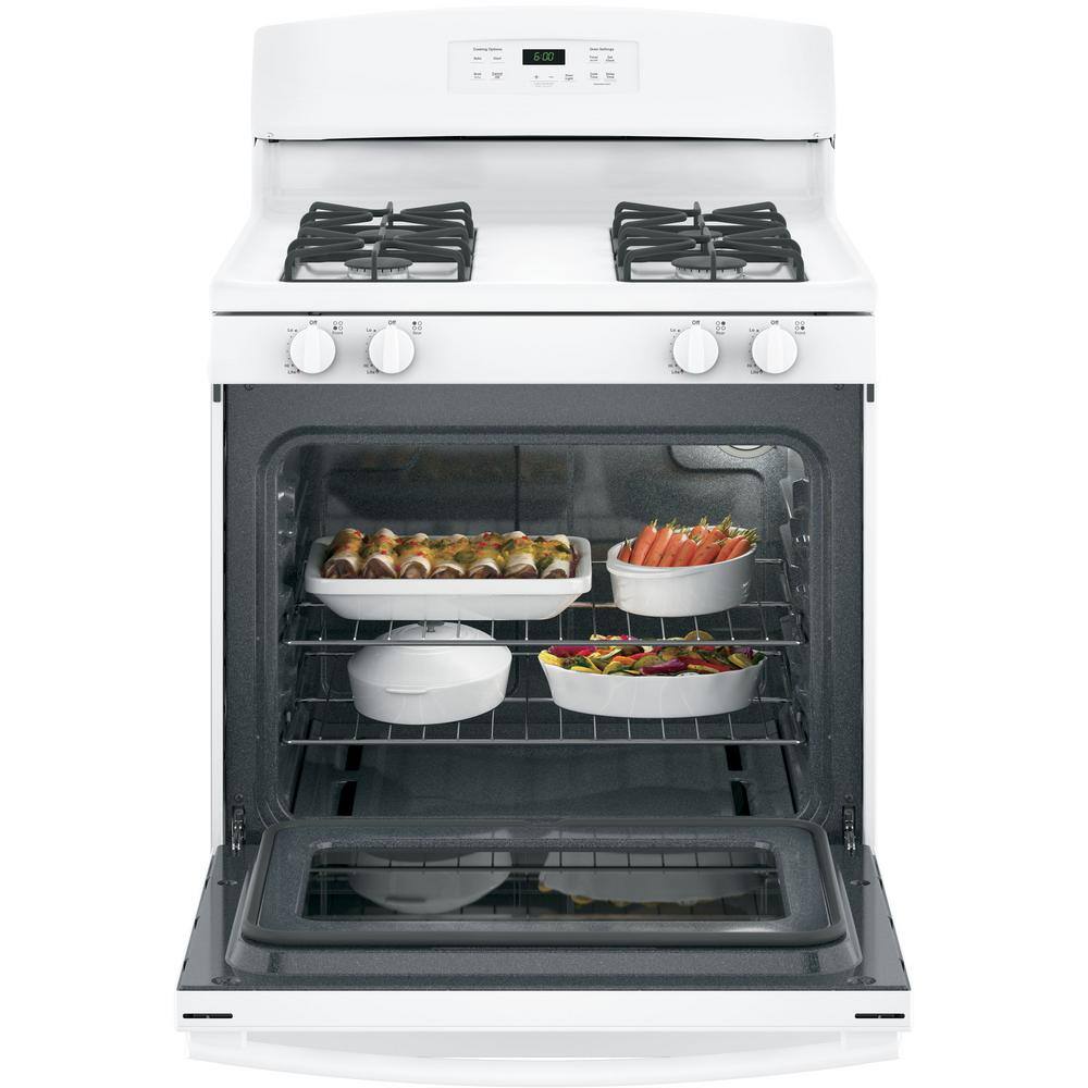 GE 30 in. 4.8 cu. ft. Freestanding Gas Range in White JGBS60DEKWW