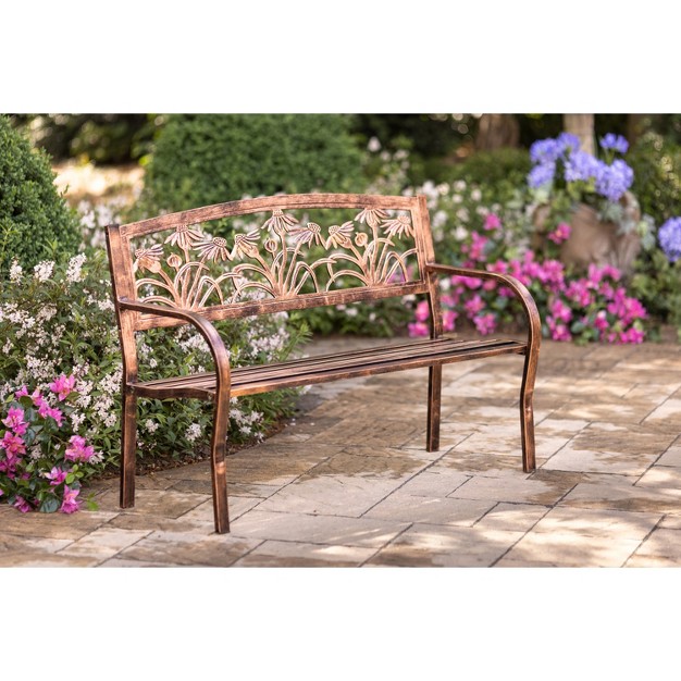 Metal Coneflower Bench