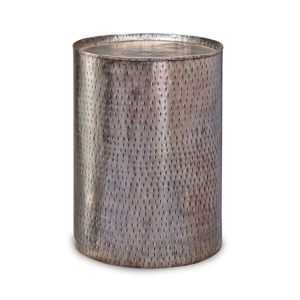 Carbon Loft Wadia Distressed Pewter Hammered Metal End Table