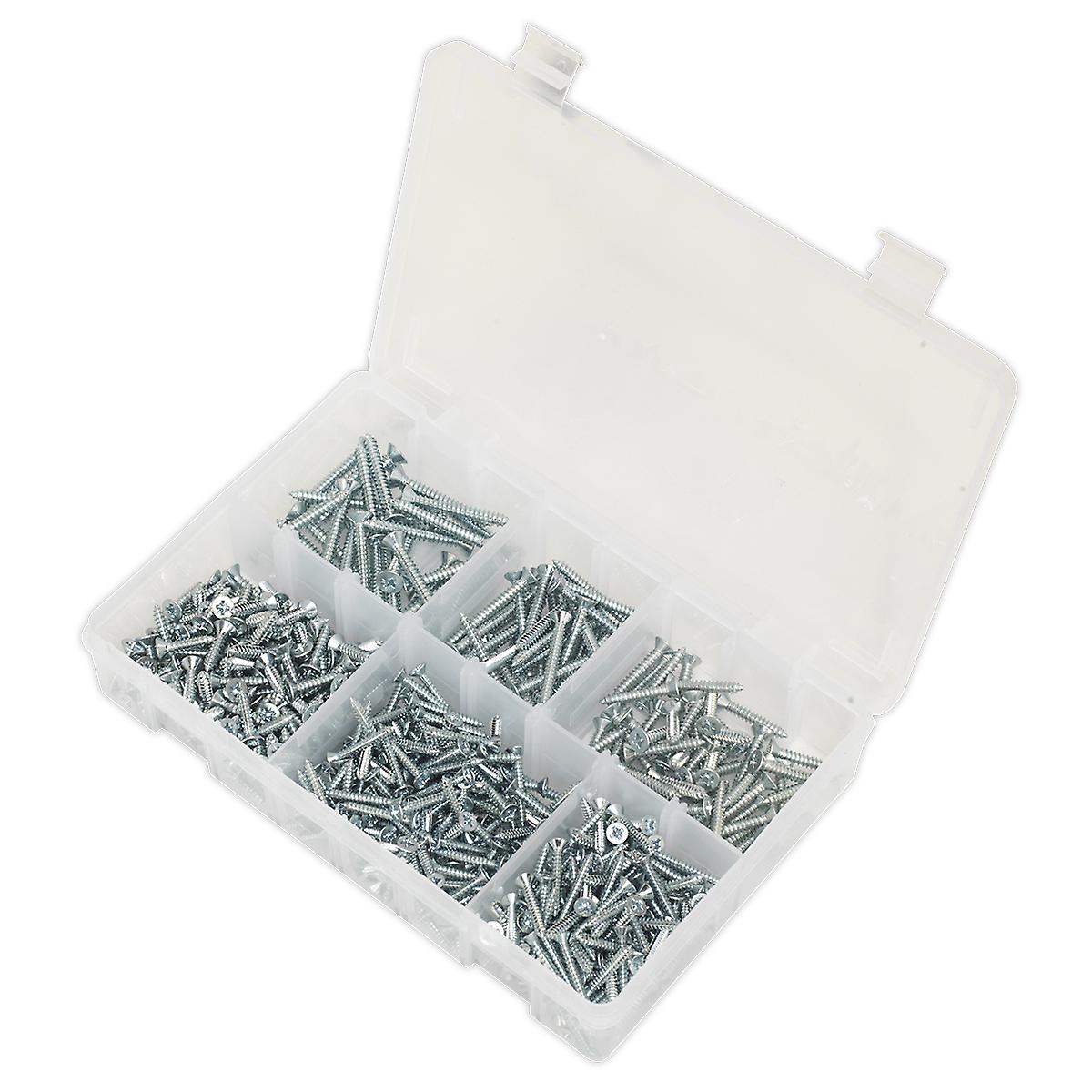 Sealey Ab062Stcs Self Tapping Screw Assortment 510Pc Countersunk Pozi Zinc