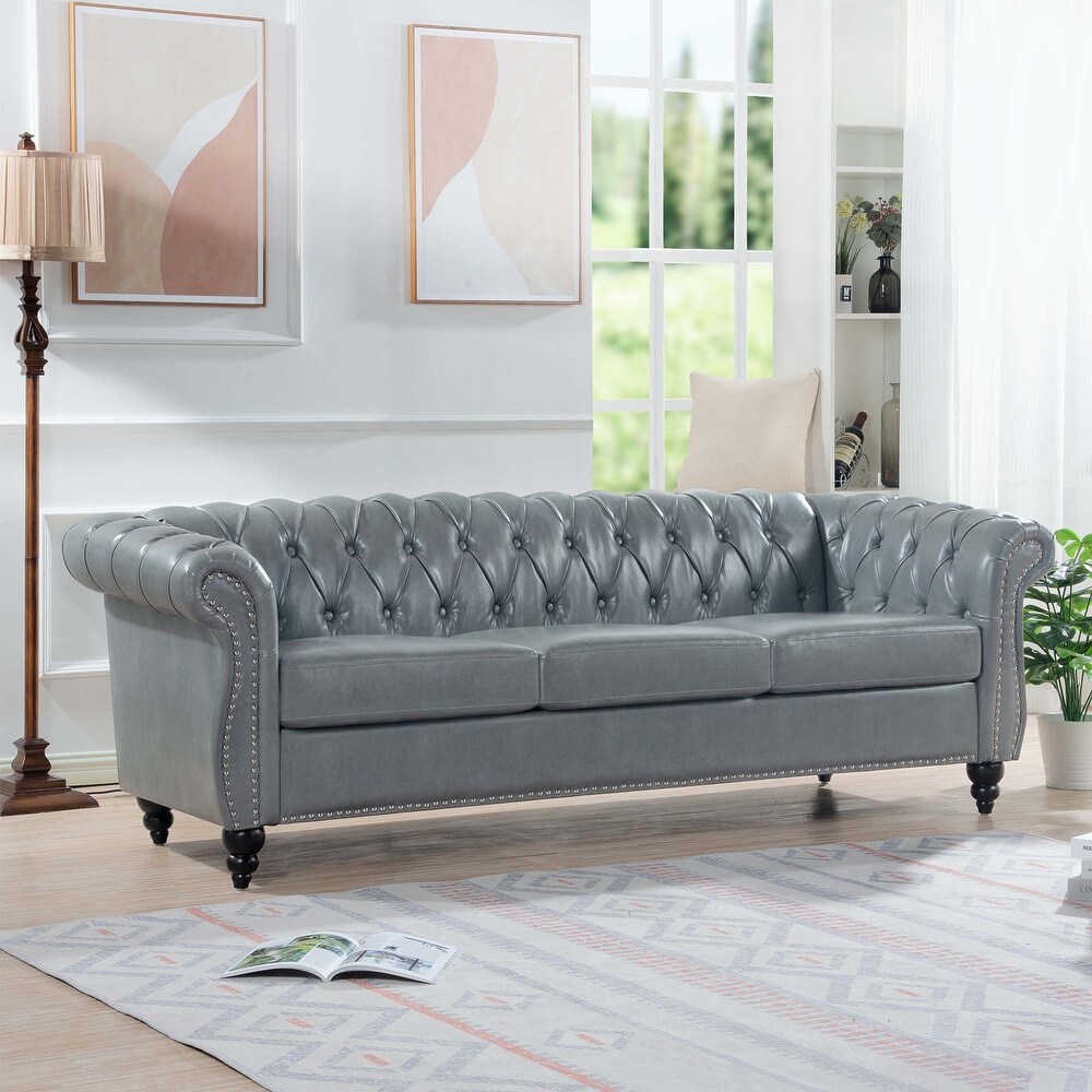 Comfortable Sofa For Living Room with tight pleated rolled arms