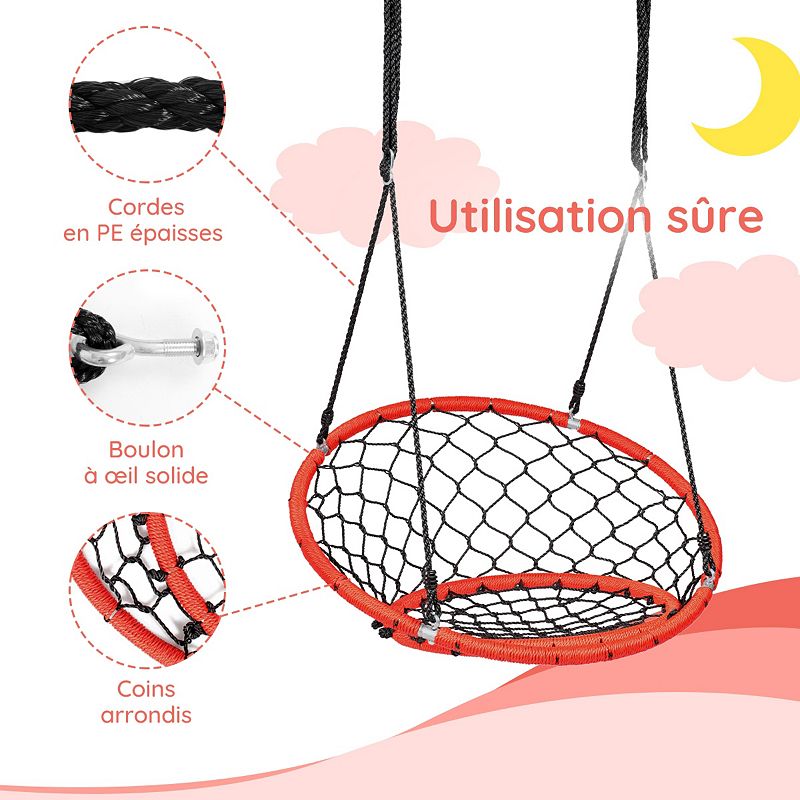 Net Hanging Swing Chair With Adjustable Hanging Ropes