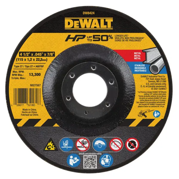 DEWALT 4-1/2x .045x 7/8 HP Cutting Wheel