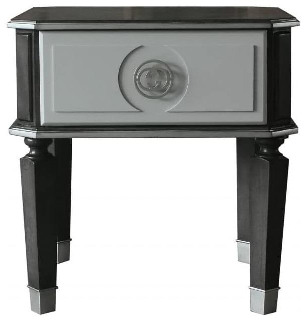 Modern End Table  Unique Design With Carved Legs  ampDrawer  Charcoal/Light Gray   Modern   Side Tables And End Tables   by Decor Love  Houzz