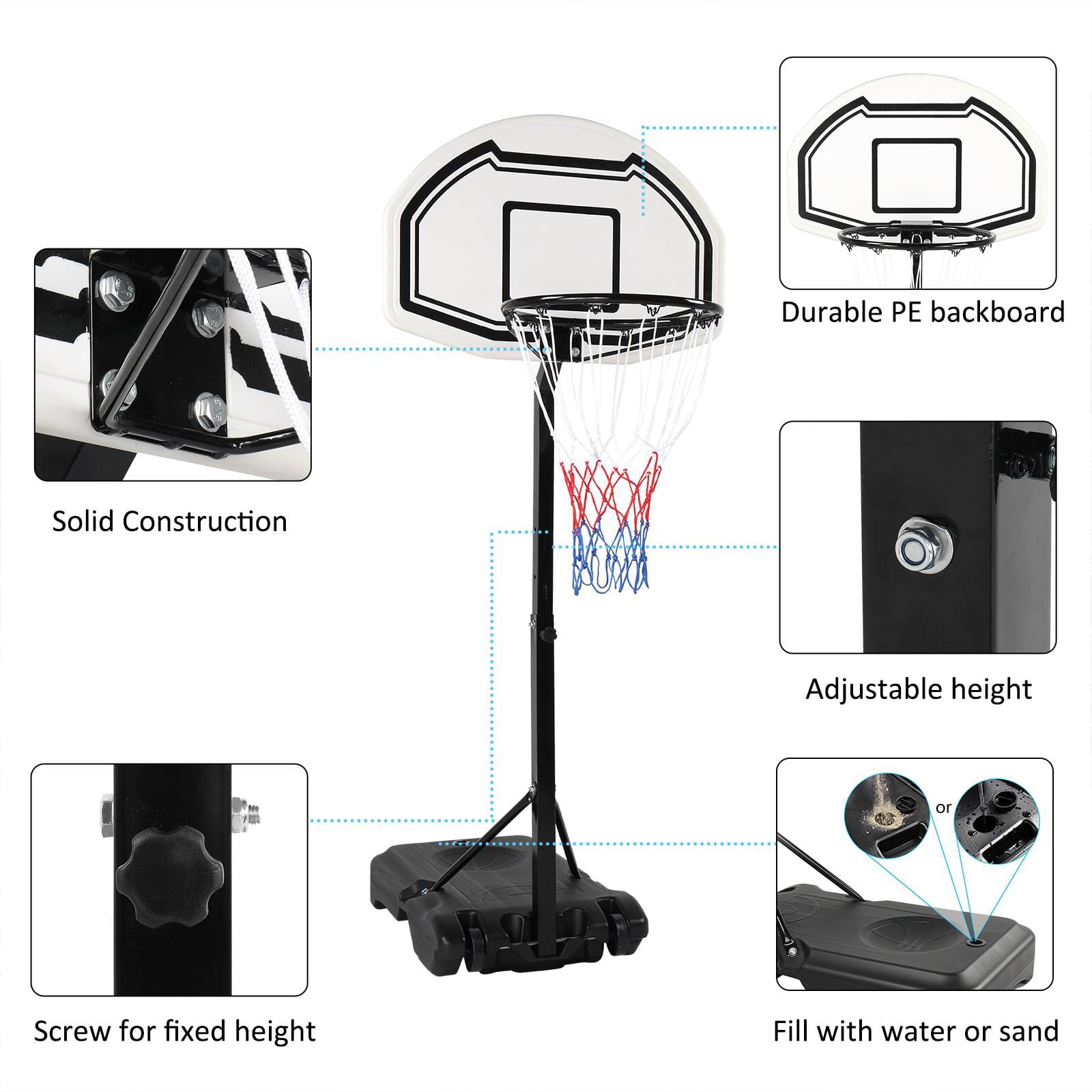 UBesGoo Portable Swimming Pool Basketball Hoop， for Kids Youth