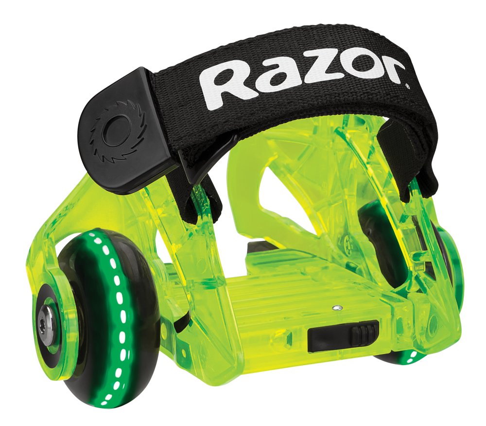 Razor Jetts DLX Heel Wheels - Neon Green， Wheeled Skate Shoes with Sparks for Kids Ages 9+， Unisex