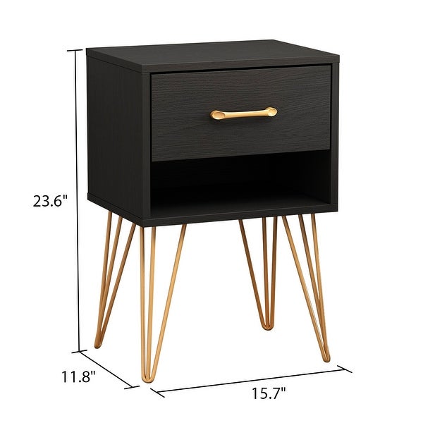 Nightstands ， Bedside Table Side Table with Drawer Shelf Industrial - - 35665294