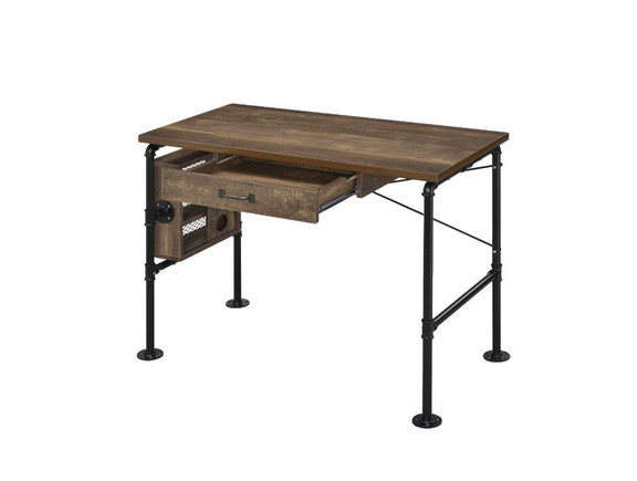 ACME Endang Writing Desk  Weathered Oak   Black Fi...