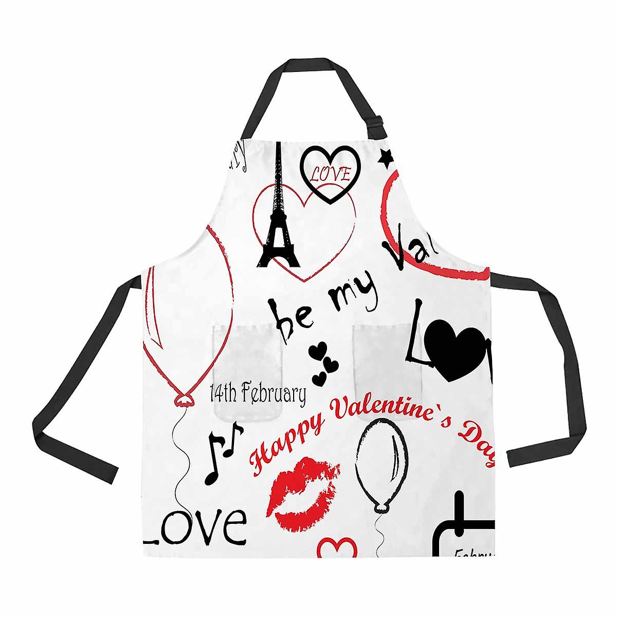 Valentine's Day Unisex Adjustable Bib Apron With Pockets For Commercial Restaurant And Home Kitchen Use B--675