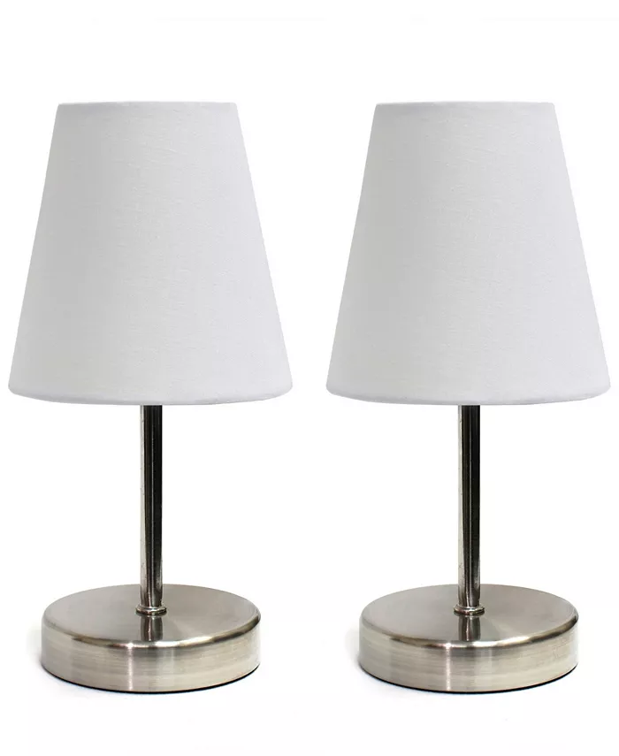 All The Rages Simple Designs Sand Nickel Mini Basic Table Lamp with Fabric Shade 2 Pack Set