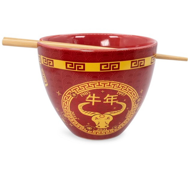 Boom Trendz Year Of The Ox Chinese Zodiac 16 ounce Ramen Bowl And Chopstick Set