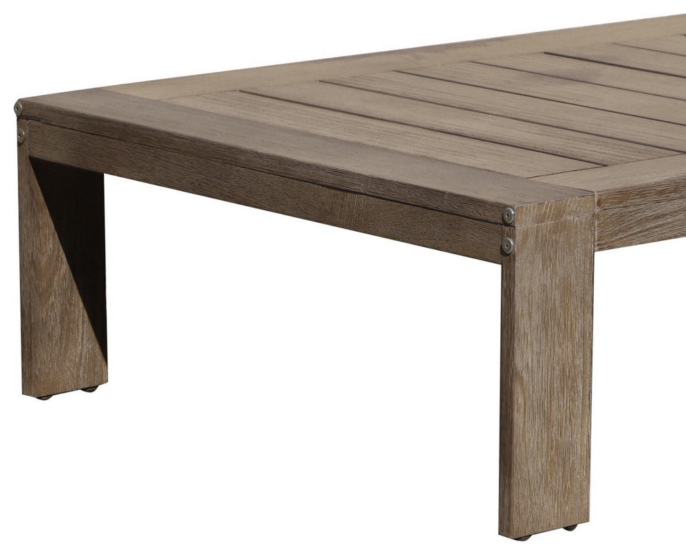 Benzara BM287835 Coffee Table  Burnt Brown Acacia Wood Frame  Plank Surface   Transitional   Outdoor Coffee Tables   by Uber Bazaar  Houzz