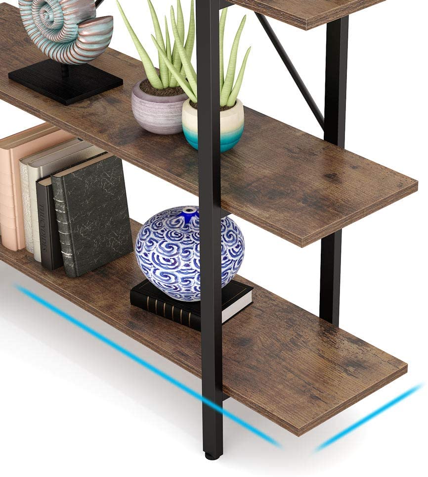 5-Tier Bookshelf,  Industrial Bookcase Display Storage Shelf