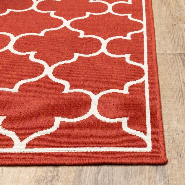 Marlowe Lattice Patio Rug Red ivory